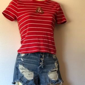 Vintage Care Bears Striped Ribbed Baby T Retro